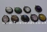 NGP6878 20*25mm oval mixed gemstone pendants wholesle