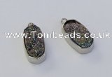 NGP6899 10*22mm - 12*25mm freeform plated druzy quartz pendants