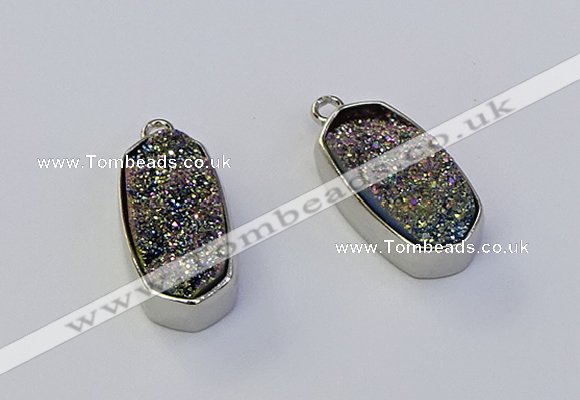 NGP6899 10*22mm - 12*25mm freeform plated druzy quartz pendants