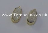NGP6906 10*22mm - 12*25mm freeform plated druzy quartz pendants
