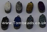 NGP6926 10*22mm - 12*25mm freeform plated druzy quartz pendants