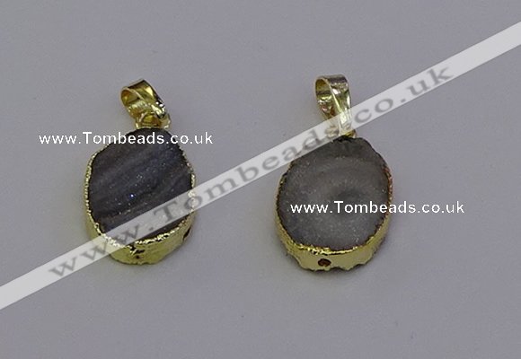 NGP6941 15*20mm oval druzy agate pendants wholesale