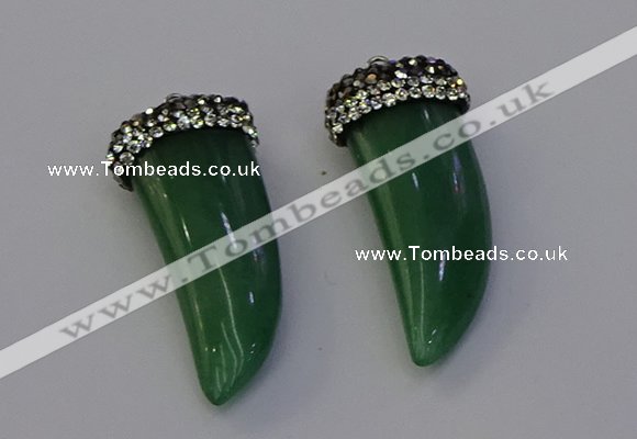 NGP6979 12*40mm - 15*45mm horn green aventurine pendants wholesale