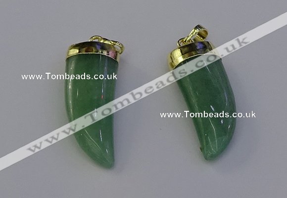 NGP6999 12*40mm - 15*45mm horn green aventurine pendants wholesale