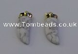 NGP7003 12*40mm - 15*45mm horn white howlite turquoise pendants