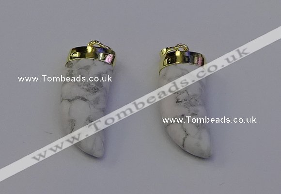 NGP7003 12*40mm - 15*45mm horn white howlite turquoise pendants