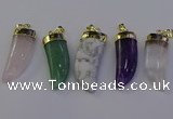 NGP7008 12*40mm - 15*45mm horn mixed gemstone pendants