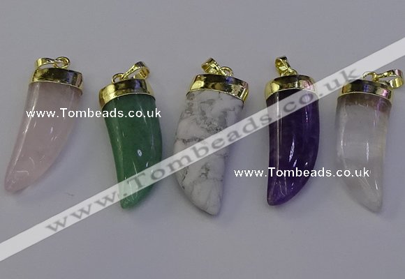 NGP7008 12*40mm - 15*45mm horn mixed gemstone pendants