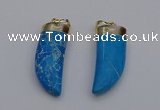 NGP7026 12*35mm - 14*40mm horn white howlite turquoise pendants