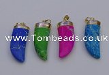 NGP7029 12*35mm - 14*40mm horn white howlite turquoise pendants