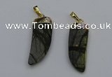 NGP7040 12*35mm - 14*40mm horn black water jasper pendants