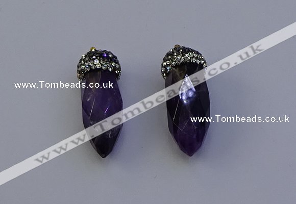 NGP7060 12*30mm - 15*35mm faceted bullet amethyst pendants