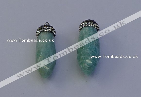 NGP7065 12*30mm - 15*35mm faceted bullet amazonite pendants