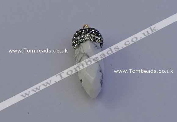 NGP7078 12*30mm - 15*35mm faceted bullet white howlite turquoise pendants
