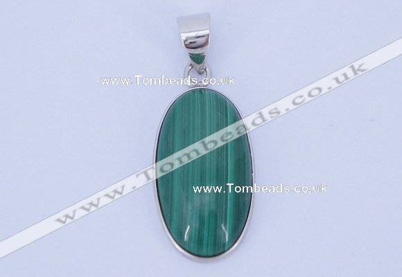 NGP708 12*24mm oval natural malachite with sterling silver pendant