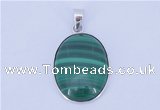 NGP709 16*24mm oval natural malachite with sterling silver pendant