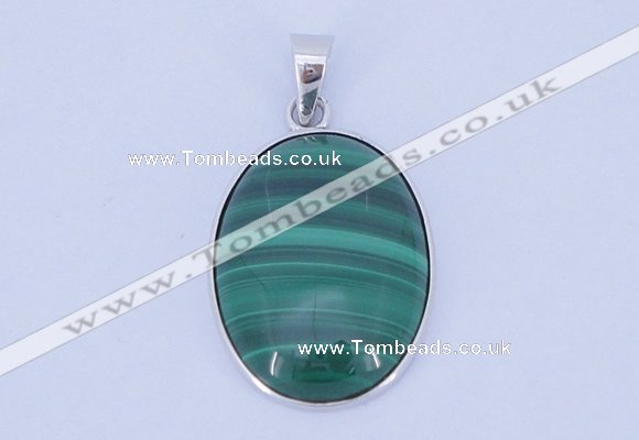 NGP709 16*24mm oval natural malachite with sterling silver pendant