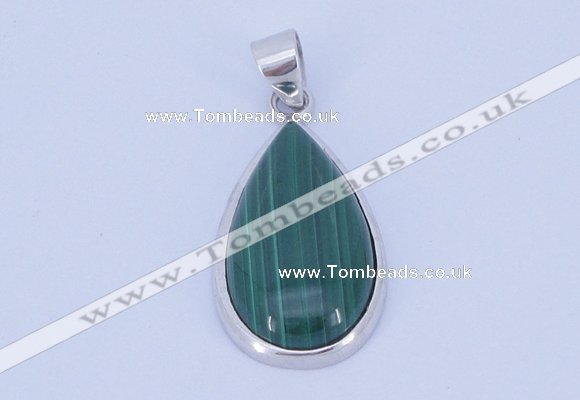 NGP710 14*37mm teardrop natural malachite with sterling silver pendant