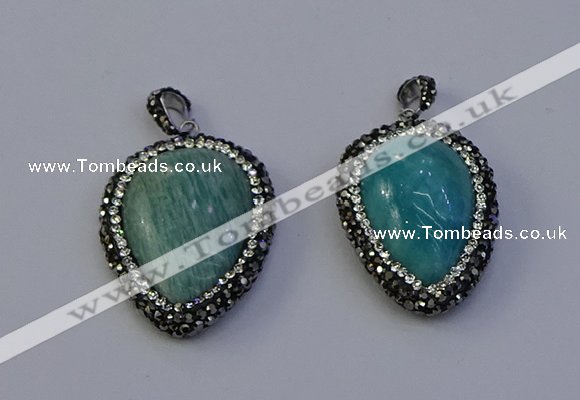 NGP7100 25*30mm - 28*35mm flat teardrop amazonite pendants