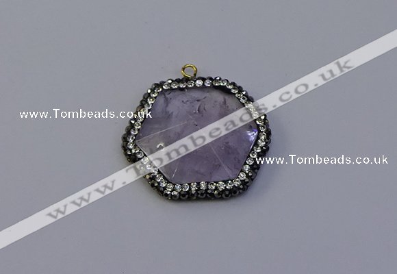 NGP7112 30*30mm hexagon light amethyst pendants wholesale