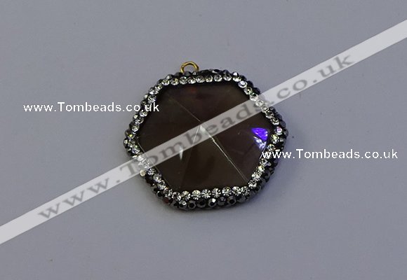 NGP7115 30*30mm hexagon smoky quartz pendants wholesale