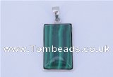 NGP712 13*25mm rectangle natural malachite with sterling silver pendant