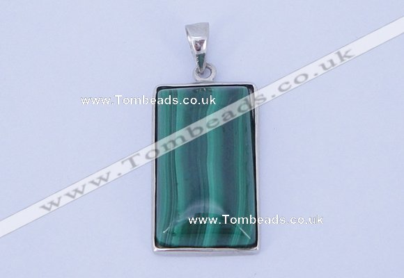 NGP712 13*25mm rectangle natural malachite with sterling silver pendant