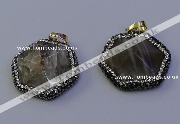 NGP7122 30*30mm hexagon moonstone gemstone pendants wholesale