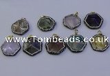 NGP7126 30*30mm hexagon mixed gemstone pendants wholesale