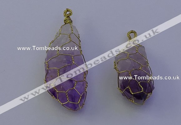 NGP7147 20*40mm - 30*45mm faceted nuggets amethyst pendants