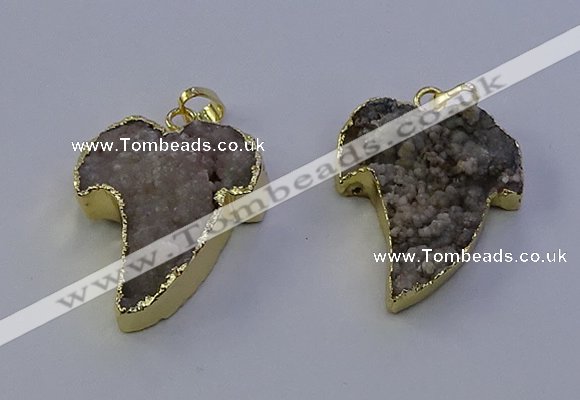 NGP7153 25*35mm teeth-shaped druzy agate pendants wholesale