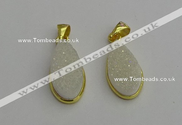 NGP7178 10*20mm flat teardrop druzy quartz pendants wholesale