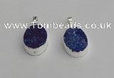 NGP7190 15*20mm oval druzy quartz pendants wholesale