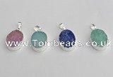 NGP7192 15*20mm oval druzy quartz pendants wholesale