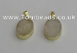 NGP7195 15*20mm oval druzy quartz pendants wholesale