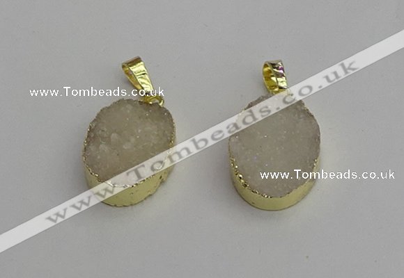 NGP7195 15*20mm oval druzy quartz pendants wholesale