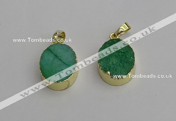 NGP7200 15*20mm oval druzy quartz pendants wholesale