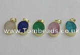 NGP7203 15*20mm oval druzy quartz pendants wholesale