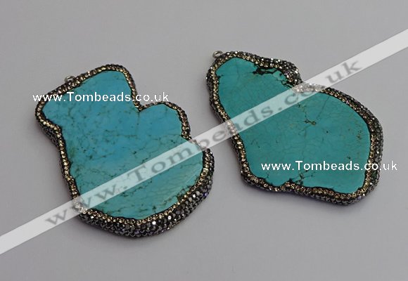 NGP7222 30*50mm - 40*60mm freeform turquoise gemstone pendants