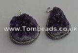 NGP7233 25*40mm - 30*40mm freeform druzy amethyst pendants