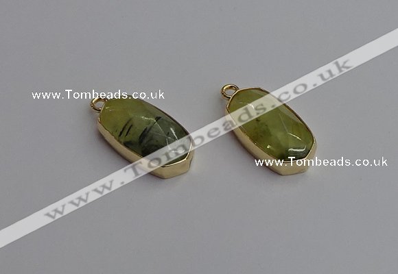 NGP7263 13*25mm faceted freeform green rutilated quartz pendants