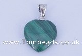 NGP727 15*15mm heart natural malachite with 18KGP gemstone pendant