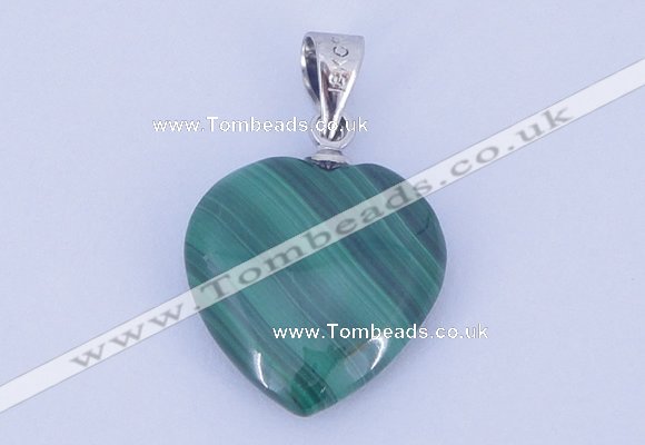 NGP727 15*15mm heart natural malachite with 18KGP gemstone pendant