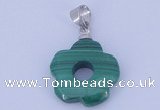 NGP728 4*15mm flower natural malachite with 18KGP gemstone pendant