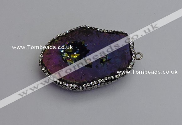 NGP7287 25*35mm - 35*40mm freeform plated druzy agate pendants