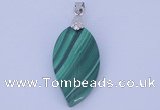 NGP730 15*28mm leaf natural malachite with 18KGP gemstone pendant