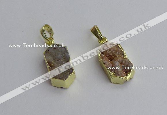 NGP7301 10*20mm freeform druzy agate pendants wholesale