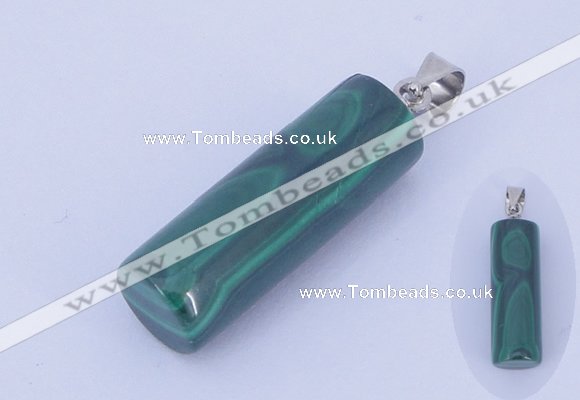 NGP731 8*24mm column natural malachite with 18KGP gemstone pendant