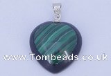 NGP732 20*20mm heart natural malachite & black agate with 18KGP pendant