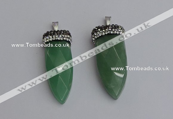 NGP7320 15*40mm - 16*45mm arrowhead green aventurine pendants